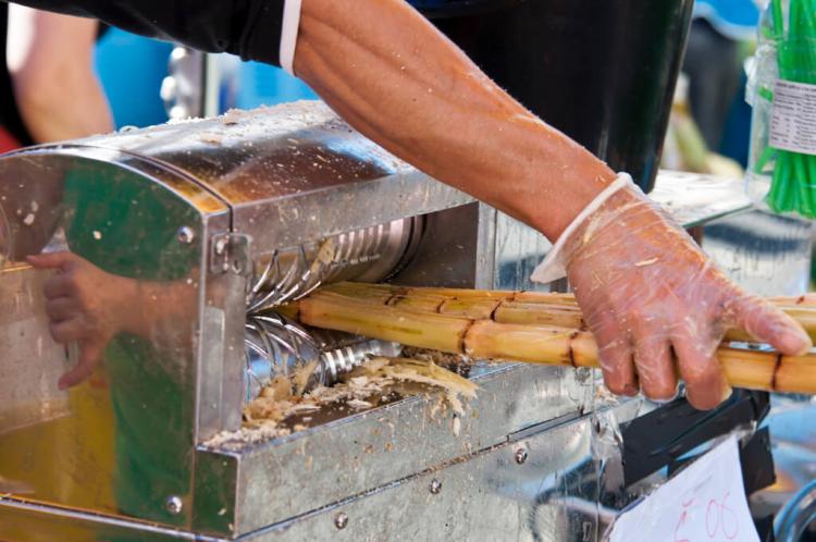 fresh sugar cane on on the roadside